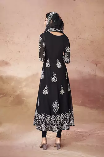 Black embroidered anarkali suit