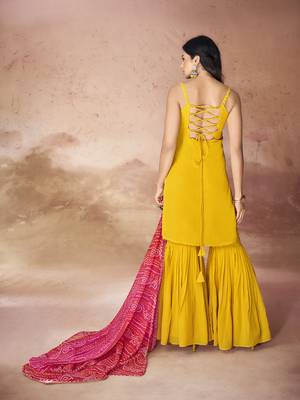 Mustard threadwork sharara set 4
