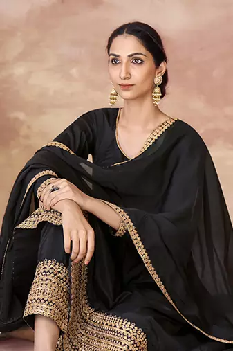 Classic black zari anarkali