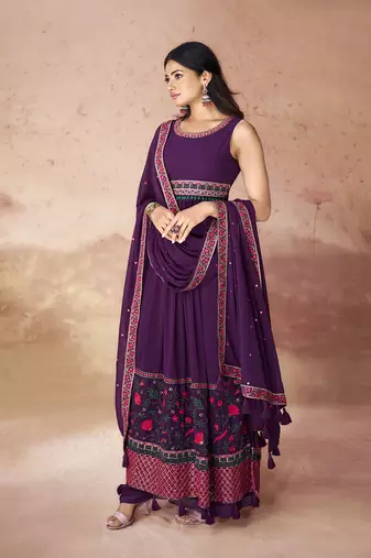 Elegant purple anarkali suit