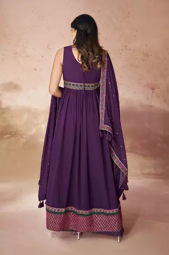 Elegant purple anarkali suit