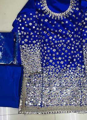 Royal Blue Designer Taffeta Silk Punjabi Salwar Suit 2