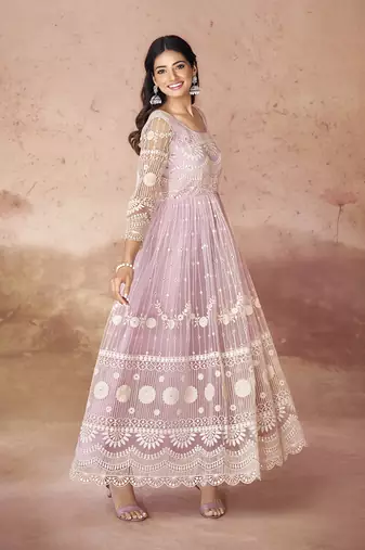 Baby pink embroidered anarkali gown