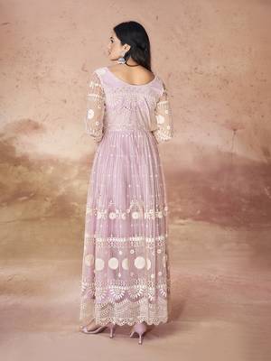 Baby pink embroidered anarkali gown 4