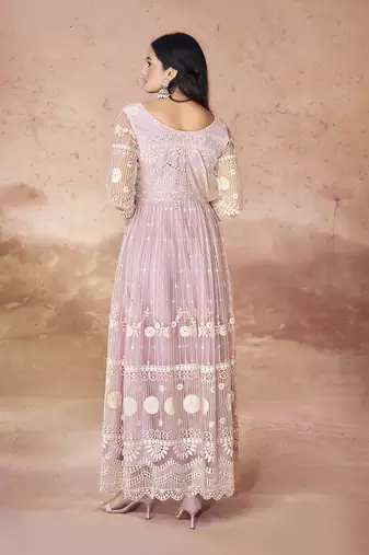 Baby pink embroidered anarkali gown