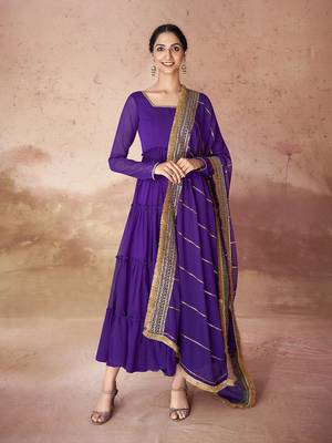 Purple embroidered anarkali gown 1