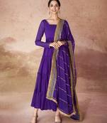Purple embroidered anarkali gown