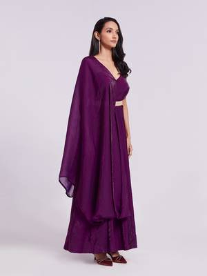 Organza base purple one-shoulder gown 2