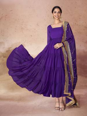 Purple embroidered anarkali gown 2