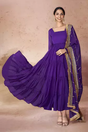 Purple embroidered anarkali gown