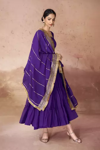 Purple embroidered anarkali gown