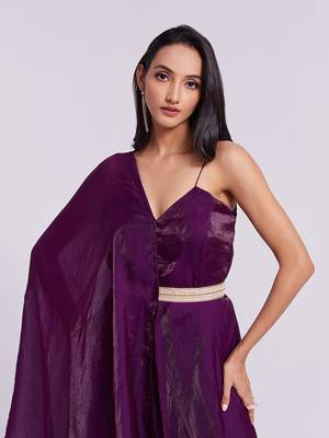 Organza base purple one-shoulder gown 4