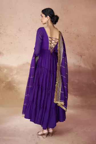 Purple embroidered anarkali gown