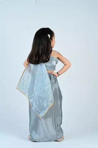 Aglare girls's  organza,chinnon,dhoti set sets for girls suite,girls i set light blue