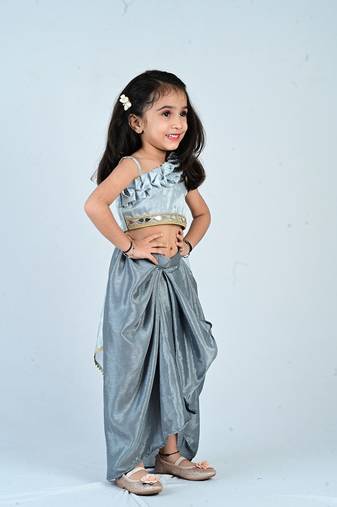 Aglare girls's  organza,chinnon,dhoti set sets for girls suite,girls i set light blue