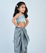 Aglare girls's  organza,chinnon,dhoti set sets for girls suite,girls i set light blue