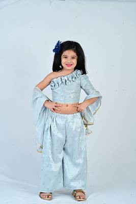 Aglare girls's  organza,chinnon,dhoti set sets for girls suite,girls suit salwar,dhoti set rama  green 1