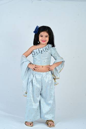 Aglare girls's  organza,chinnon,dhoti set sets for girls suite,girls suit salwar,dhoti set rama  green