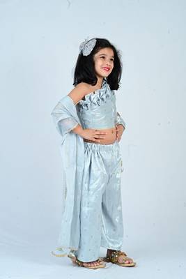 Aglare girls's  organza,chinnon,dhoti set sets for girls suite,girls suit salwar,dhoti set rama  green 3