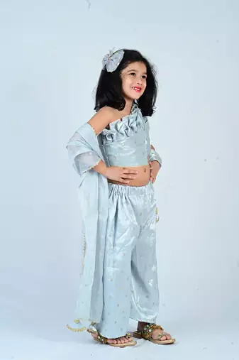 Aglare girls's  organza,chinnon,dhoti set sets for girls suite,girls suit salwar,dhoti set rama  green