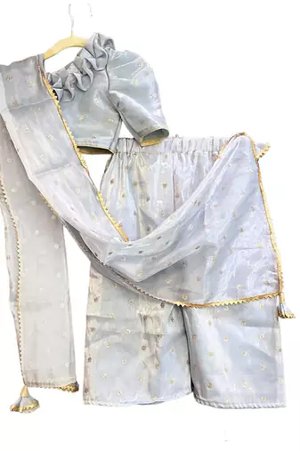 Aglare girls's  organza,chinnon,dhoti set sets for girls suite,girls suit salwar,dhoti set rama  green