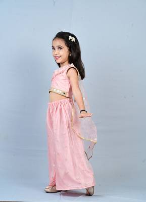 girls's peach organza,chinnon,palazzo set  3