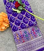 Koram Purple Gharchola Bandhej Silk Saree paithani & Minakari Zari Weaving Border Saree With Blouse For Women 