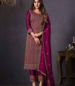 Purple colour rangoli Silk Blend embroidered salwar suit for women