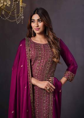 Purple colour rangoli Silk Blend embroidered salwar suit for women 3