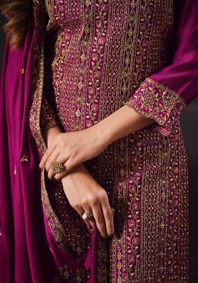 Purple colour rangoli Silk Blend embroidered salwar suit for women 4