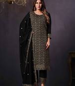 Black colour rangoli Silk Blend embroidered salwar suit for women