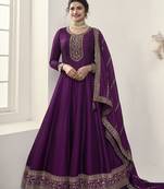 Purple  Embroidered Designer Anarkali Dress