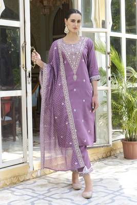  women kurta and pant sets silk blend fabric 1