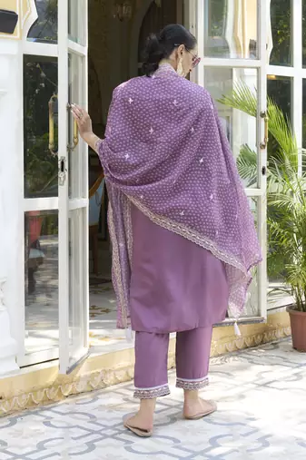 women kurta and pant sets silk blend fabric