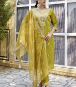 women kurta and pant sets silk blend fabric