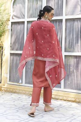  women kurta and pant sets silk blend fabric 2
