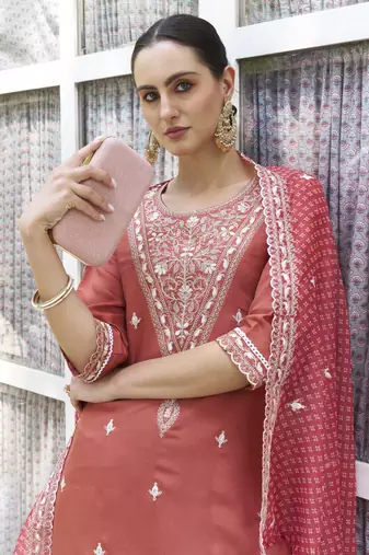  women kurta and pant sets silk blend fabric
