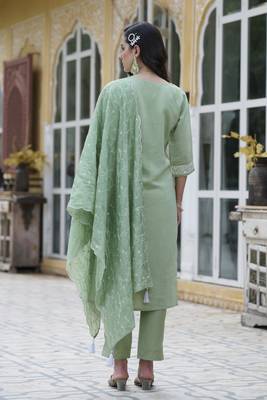  women kurta and pant sets silk blend fabric 2