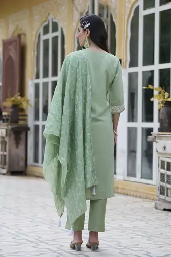  women kurta and pant sets silk blend fabric