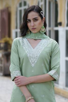  women kurta and pant sets silk blend fabric 3