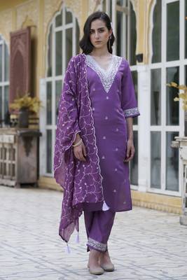  women kurta and pant sets silk blend fabric 1