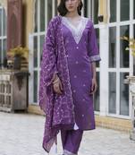  women kurta and pant sets silk blend fabric