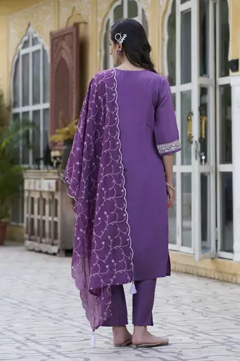  women kurta and pant sets silk blend fabric
