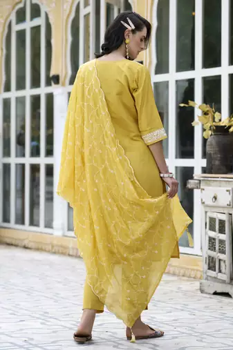 women kurta and pant sets silk blend fabric