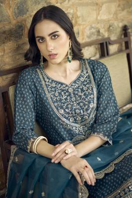  women kurta and pant sets muslin print fabric 3
