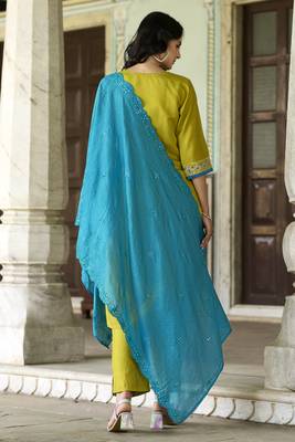  women kurta and pant sets silk blend fabric 2