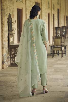  women kurta and pant sets viscos roman silk fabric 2