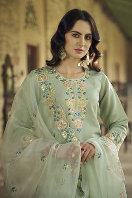  women kurta and pant sets viscos roman silk fabric 3
