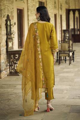  women kurta and pant sets viscos roman silk fabric 2