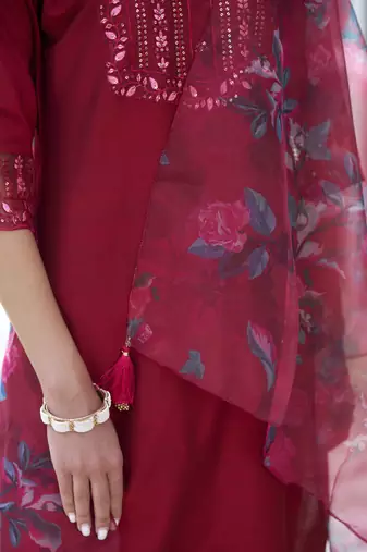  women kurta and pant sets cotton silk fabric
